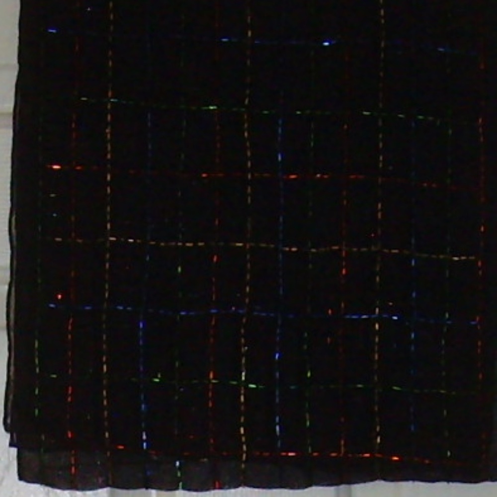 Vintage Elegant Sheer Black Scarf with Tubular Baguettes  58" by 13.5" - Picture 5 of 14